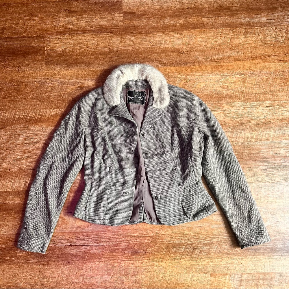 Vintage Morris B. Sachs Mink Collar Blazer Coat